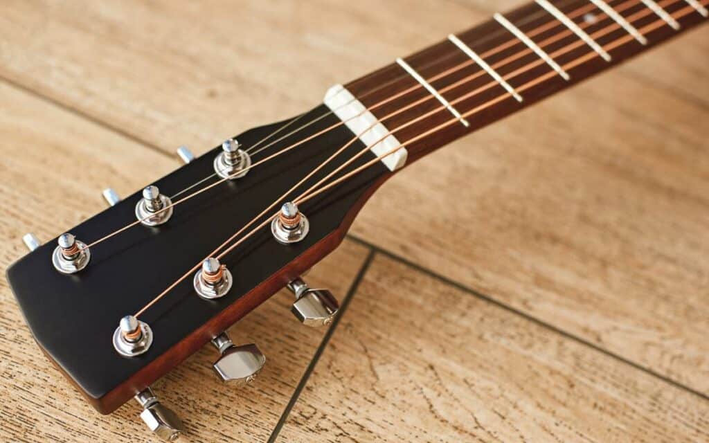 Close view of guitar headstock