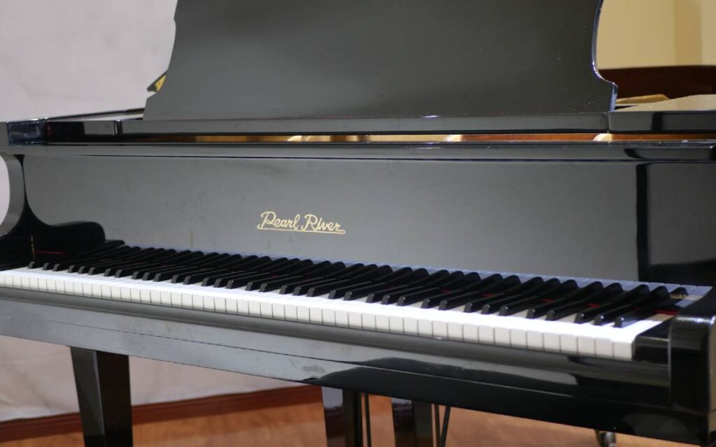 Modern black grand piano