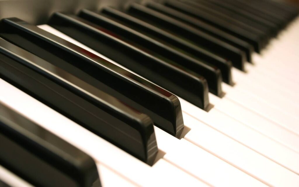 Close up view of piano keys