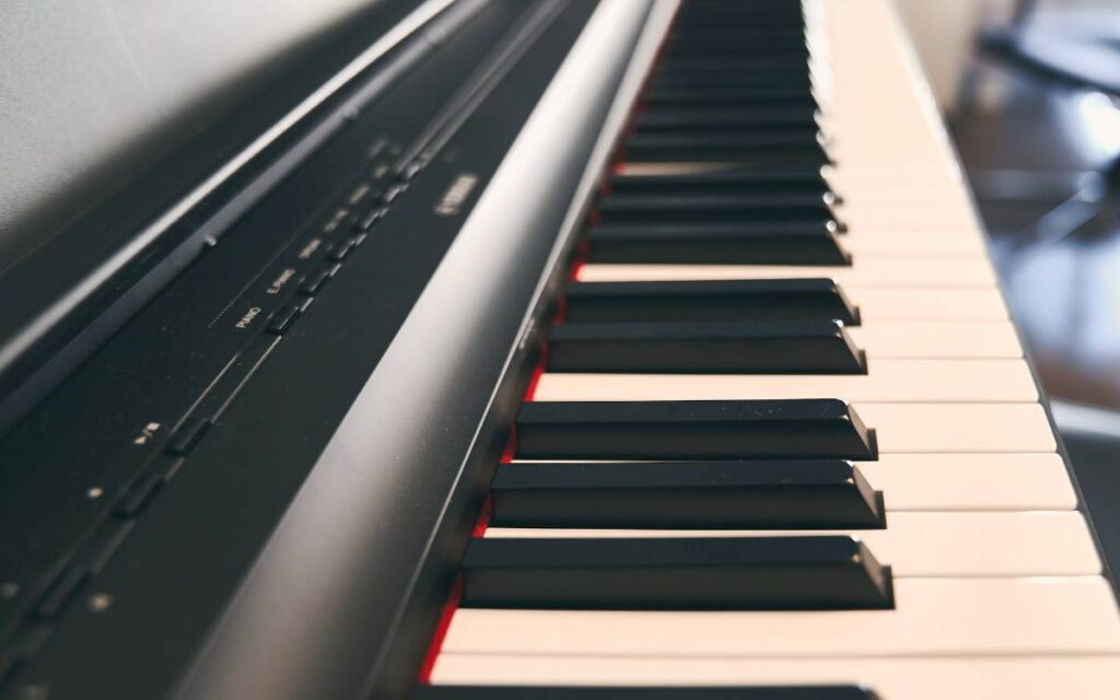 Close up of digital piano keys