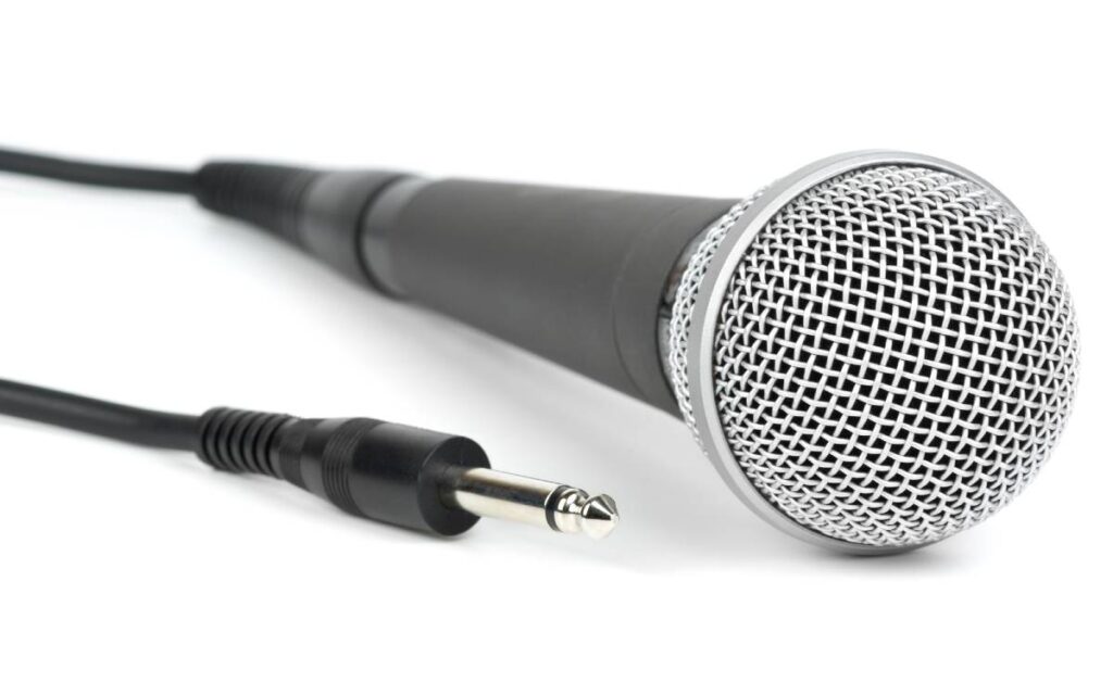 Dynamic microphone on white background