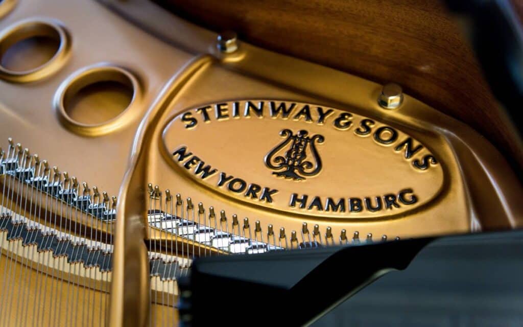 Steinway & sons logo on a grand piano