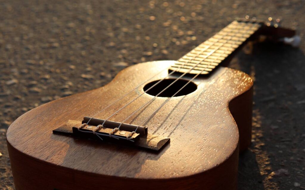 Ukulele on concrete floor