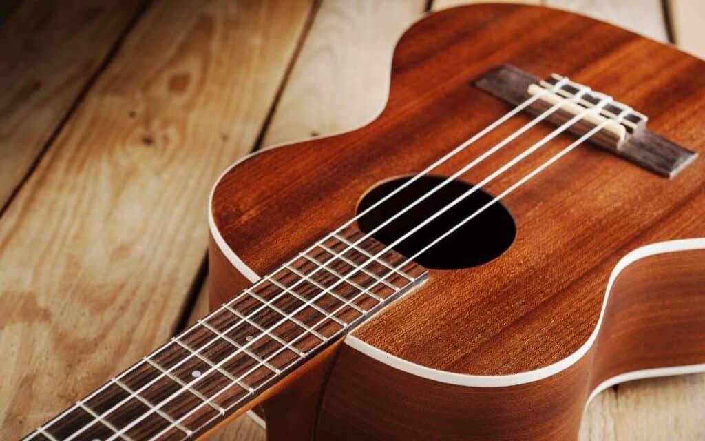 Ukulele on wooden floor