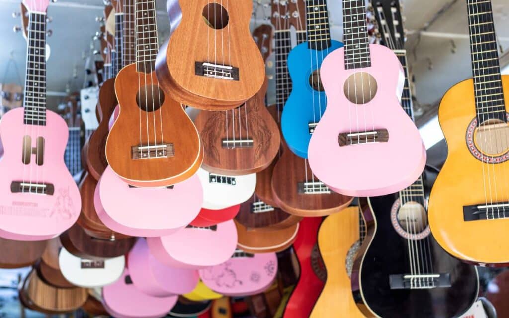 Ukuleles and guitars