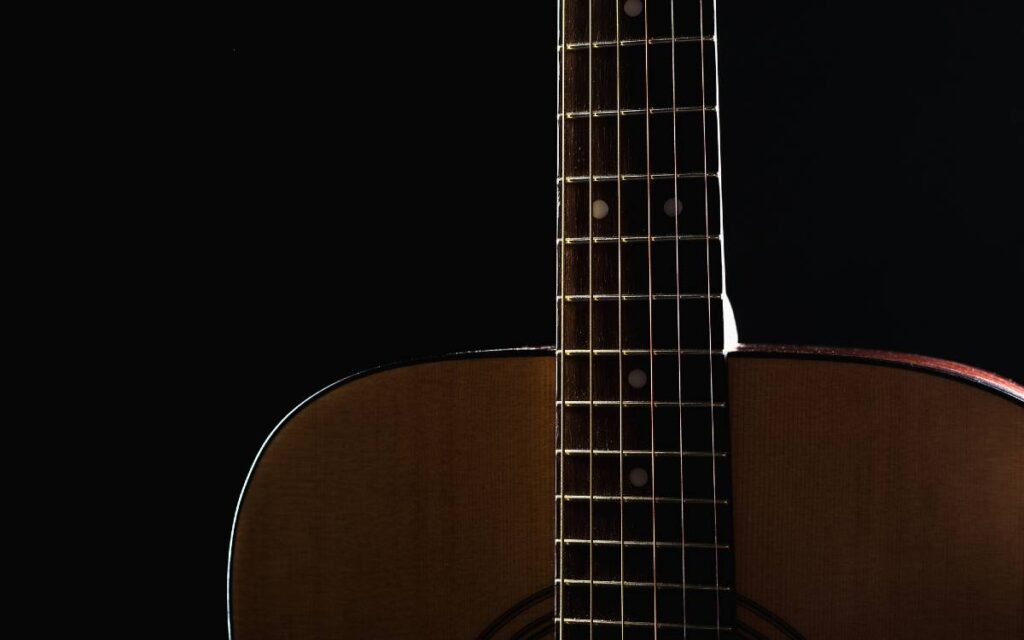 Acoustic guitar on black background