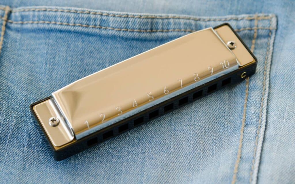 Harmonica on jeans