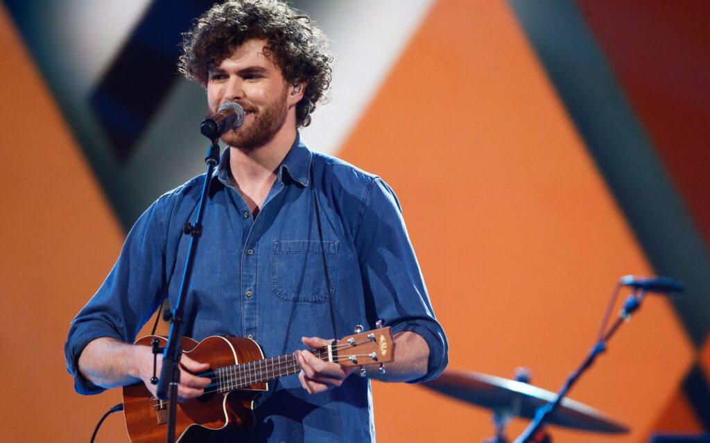 Vance joy playing kala ukulele on stage